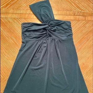 Ann Taylor Loft turquoise 1 shoulder knotted top.